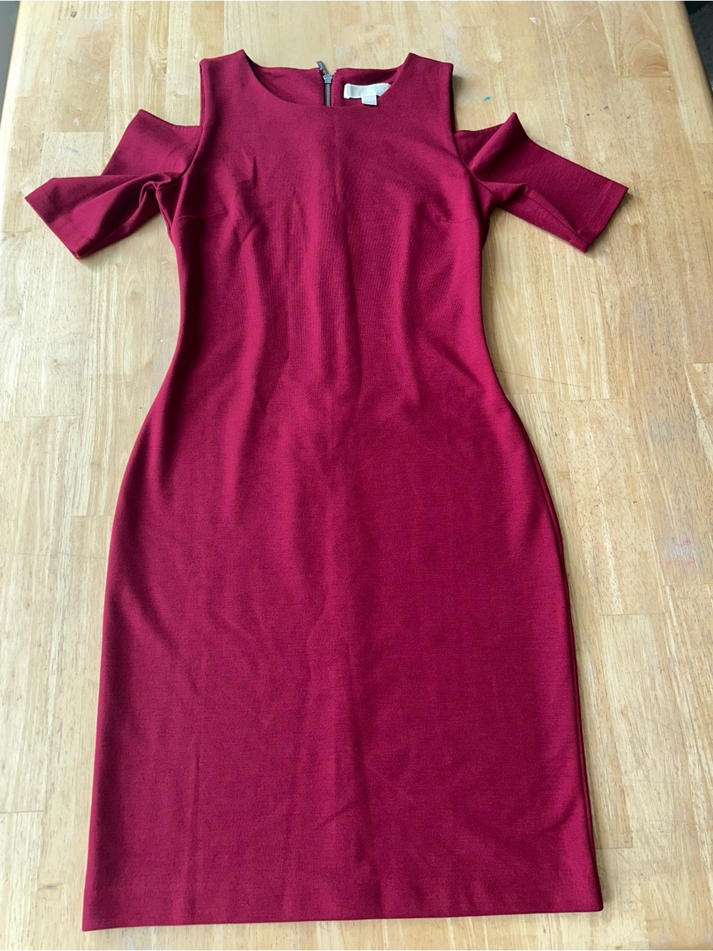 Michael Kors sheath bodycon dress cut-out shoulders maroon red wine burgundy XS